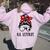 Classy Lil Sister Life Soccer Messy Bun Baseball Game Day Women Oversized Hoodie Back Print Light Pink