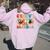 Groovy Grandma 70S Vibe Bday Colors Groovy Peace Sign Women Oversized Hoodie Back Print Light Pink