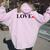 Happy Valentines Day Red Heart Love Cute V-Day Kid Women Oversized Hoodie Back Print Light Pink
