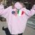 Italy Usa Flag T Heart Italian American Love Women Oversized Hoodie Back Print Light Pink