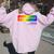 Kansas City Kansas Vintage Lgbtqai Rainbow Women Oversized Hoodie Back Print Light Pink