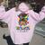 Messy Bun Teacher Life Glasses Bandana Autism Awareness Women Oversized Hoodie Back Print Light Pink