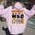 Mommy Of The Birthday Wild One Safari Mom And Dad Boy Family Women Oversized Hoodie Back Print Light Pink