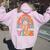 Seven Is A Vibe 7Th Birthday Rainbow Groovy Boys Girls Women Oversized Hoodie Back Print Light Pink