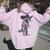 Vintage Raccoon Cowboy Cowgirl Trash Panda Western Country Women Oversized Hoodie Back Print Light Pink