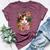 Cute Floral Calico Cat Bella Canvas T-shirt Heather Maroon