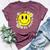 Retro Groovy Be Happy Smile Face Daisy Flower 70S Bella Canvas T-shirt Heather Maroon