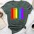 Boston Massachusetts Lgbtq Gay Pride Rainbow Skyline Bella Canvas T-shirt Heather Forest