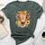 Cute Scottish Highland Cow Wearing Sunflower Bandana Heifer Bella Canvas T-shirt Heather Forest