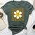Happy Face Mama Groovy Daisy Flower Smiling Flower Bella Canvas T-shirt Heather Forest
