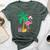 Pink Flamingo Christmas Palm Tree Tropical Xmas Bella Canvas T-shirt Heather Forest