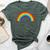 Rainbow Vintage Retro 80'S Style Gay Pride Rainbow Bella Canvas T-shirt Heather Forest