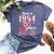 40 Year Old Made In 1984 Floral Flower 40Th Birthday Womens Bella Canvas T-shirt Heather Navy