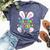 Egg Cited To Be A Big Sister Happy Easter Baby Announcement Bella Canvas T-shirt Heather Navy