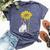 French Bulldog Sunflower Sunshine Frenchie Dog Women Bella Canvas T-shirt Heather Navy