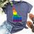 Gay Pride Flag Idaho State Map Rainbow Stripes Bella Canvas T-shirt Heather Navy