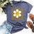 Happy Face Mama Groovy Daisy Flower Smiling Flower Bella Canvas T-shirt Heather Navy