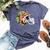 Hawaiian Flower T Football Helmet Bella Canvas T-shirt Heather Navy