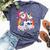 Magical Rainbow Cute Santa Riding Unicorn Summer Christmas Bella Canvas T-shirt Heather Navy