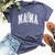 Mama Lightning Bolt Checkered Varsity Mom Mother's Day Bella Canvas T-shirt Heather Navy