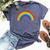 Rainbow Vintage Retro 80'S Style Gay Pride Rainbow Bella Canvas T-shirt Heather Navy
