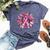 Sunflower Pink Breast Cancer Awareness Girls Warrior Bella Canvas T-shirt Heather Navy