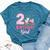 2Nd Birthday Outfit Girl Two Year Old Farm Cow Pig Tractor Bella Canvas T-shirt Heather Deep Teal
