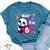 8 Years Old 8Th Birthday Panda Hearts Cute Girl Party Bella Canvas T-shirt Heather Deep Teal