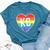 Vintage Rainbow Heart Kc Bella Canvas T-shirt Heather Deep Teal