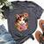 Cute Floral Calico Cat Bella Canvas T-shirt Heather Dark Grey