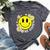 Retro Groovy Be Happy Smile Face Daisy Flower 70S Bella Canvas T-shirt Heather Dark Grey