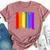 Boston Massachusetts Lgbtq Gay Pride Rainbow Skyline Bella Canvas T-shirt Heather Mauve