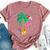 Pink Flamingo Christmas Palm Tree Tropical Xmas Bella Canvas T-shirt Heather Mauve