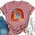 Rainbow Three Rex Retro Vintage Dinausor 3 Year Old Trex Bella Canvas T-shirt Heather Mauve