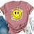 Retro Groovy Be Happy Smile Face Daisy Flower 70S Bella Canvas T-shirt Heather Mauve