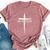 He Is Risen Pocket Christian Easter Jesus Religious Cross Bella Canvas T-shirt Heather Mauve
