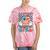 Retro American Girl 4Th Of July Smile Checkered Girls Tie-Dye T-shirts Coral Tie-Dye