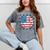 Happy 4Th Of July Groovy Smile Face Red White Blue Usa Flag Mineral Wash Tshirts Mineral Gray