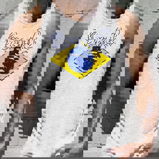 Brazilian Flag Yellow Green Green Blue Color As Background Stock Photo