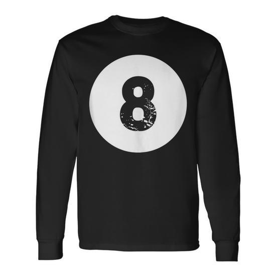 8 Ball Magic Eight Ball Billiards Black Long Sleeve T-Shirt
