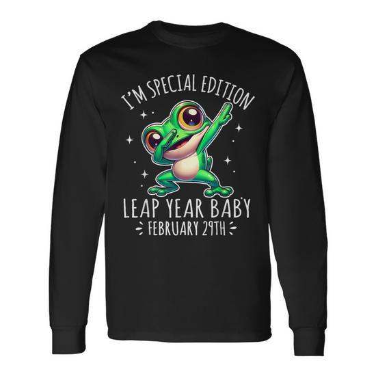 Leap Year Baby Dabbing Frog Leap Day Birthday Boys Girls Long
