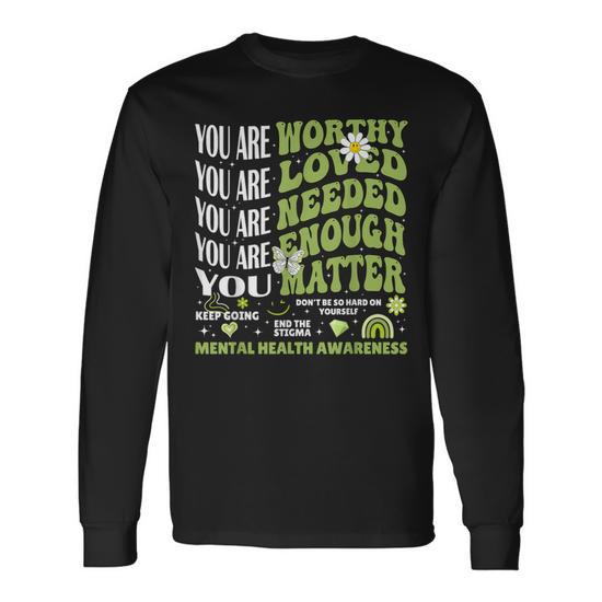 T-shirt Mental Health Matters - Sensibilisation Santé Mentale - Unisexe Noir - Personnalisable