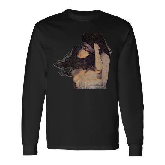 Naked Girls Kissing Fashion Statement Present Long Sleeve T Shirt Monsterry CA