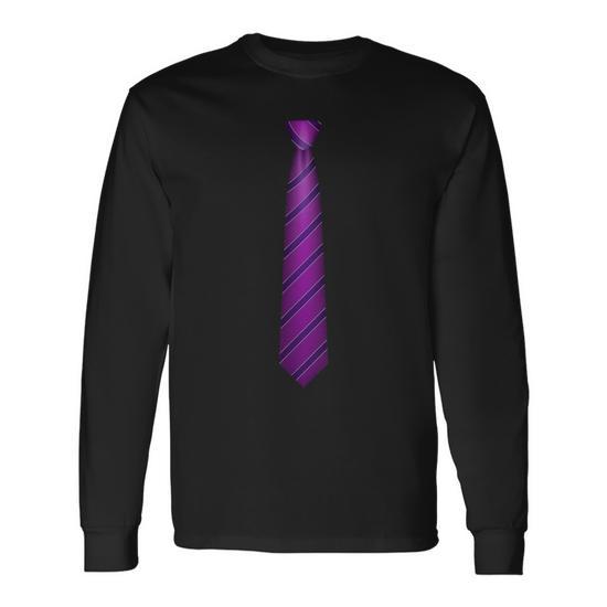 Purple Tie Necktie Dress Graphic Long Sleeve T-Shirt | Monsterry