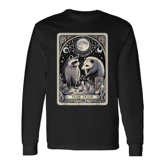 Team Trash Tarot Card Raccoon Opossum Witchcraft Goth Possum Long Sleeve T-Shirt - Seseable Team Trash Tarot Card Raccoon Opossum Witchcraft Goth Possum Long Sleeve T-Shirt - Seseable