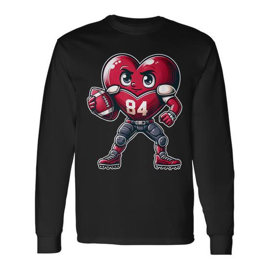 Valentine's Day Heart Football Team Player Long Sleeve T-Shirt