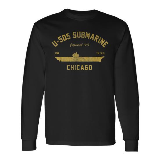 Vintage U505 Military Submarine Long Sleeve T-Shirt - Monsterry