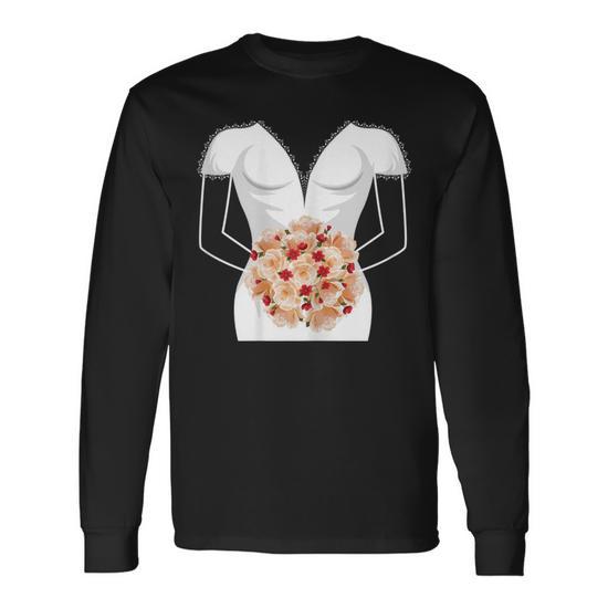 wedding dress t shirt designs Wedding Dress Simple Marriage Bridal Shower Long Sleeve T-Shirt