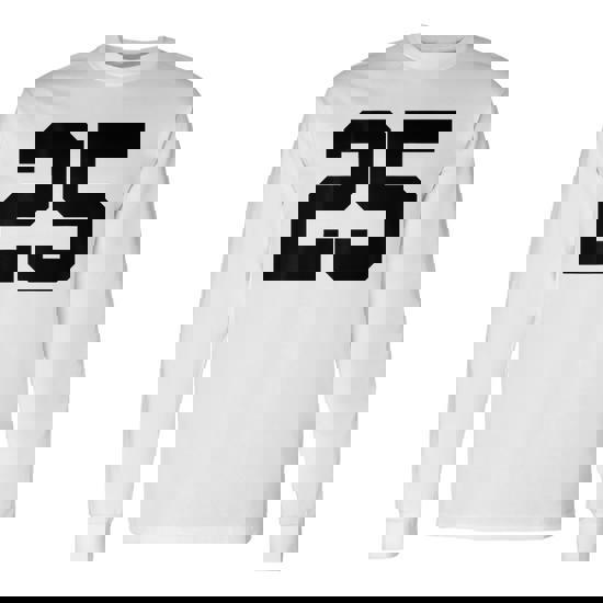 Number 25 Print On Back Only Cotton Team Jersey Long Sleeve T