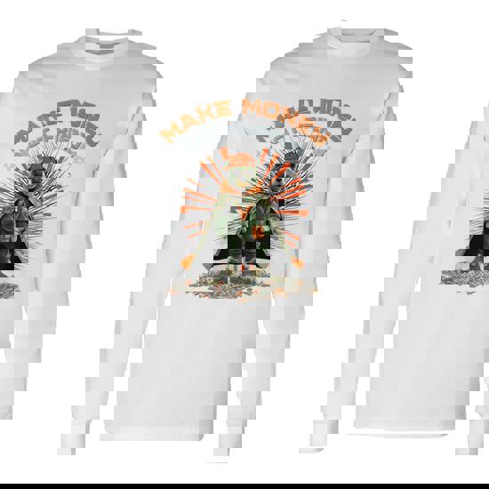 Olive Green And Orange Graphic Long Sleeve T-Shirt - Monsterry